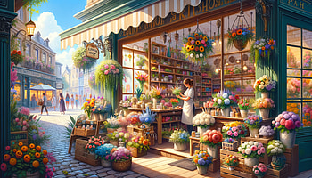 Enchanting Flower Shop, flower shop, flower, street, environment HD wallpaper