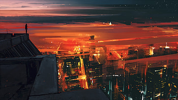 Artistic Red City, artist, city, artstation HD wallpaper
