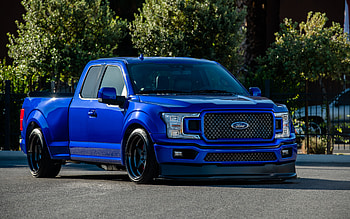 2022, Ford F-150, Lariat Truck, , custom F-150, exterior, front view, blue F-150, F-150 tuning, american cars, Ford HD wallpaper