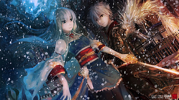Fight with love, girl, anime, boy, snow HD wallpaper
