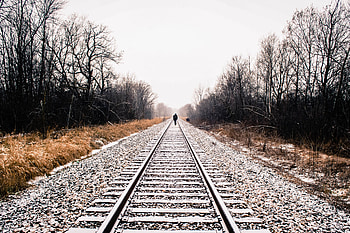 Winter, Nature, Snow, Railway, Loneliness, Rails HD wallpaper
