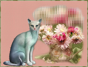 Fantasy cat with Easter flowers, pink, cat, easter, flowers HD wallpaper