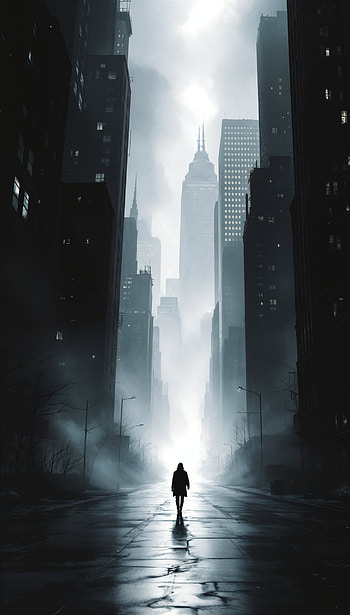 Silver Cityscape: A Mysterious , cityscape, silhouette, fog, urban HD phone wallpaper