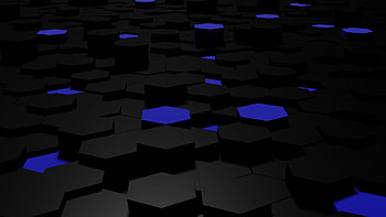 Blue Black Hexagon Shapes Pattern Abstraction Abstract HD wallpaper