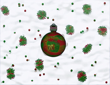 Merry X-Mas, holidat, snow, christmas, green, red, prnament HD wallpaper