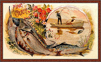 Fine Catch, boat, flower, other, fish, cigar box, folk art HD wallpaper