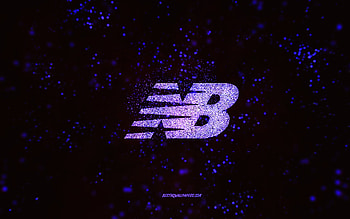 New Balance glitter logo, , black background, New Balance logo, purple glitter art, New Balance, creative art, New Balance purple glitter logo HD wallpaper