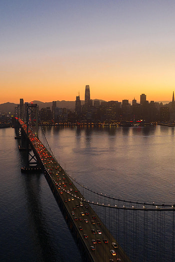 Cities, Water, City, Building, Bridge, Evening HD phone wallpaper