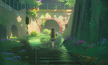 Tunnel, walk, anime girl, original HD wallpaper