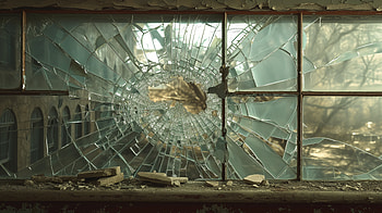 Shattered Glass Window, broken glass, abandoned, window, urban decay, wreck HD wallpaper