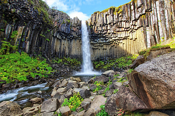 Svartifoss Waterfall, Iceland, iceland, waterfall, nature, cliff HD wallpaper