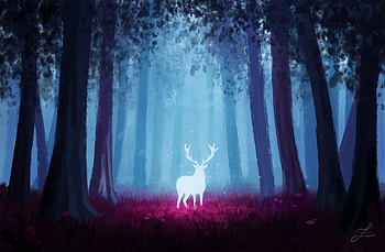 Art, Shine, Light, Forest, Glow, Deer HD wallpaper