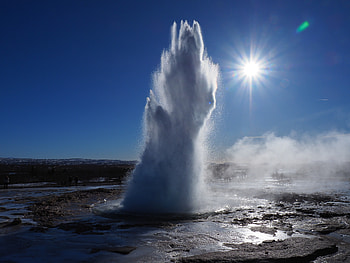 Big geyser, water, natural, landscape HD wallpaper