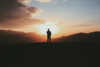 Mountains, Dark, Silhouette, Human, Person HD wallpaper