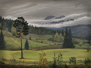 Art, Pine, Forest, Fence, Canvas HD wallpaper