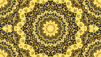 Blue Yellow Flower Lines Art Pattern Fractal Abstraction Abstract HD wallpaper