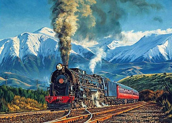 train with mountains, trains, mountains, vintage, snow HD wallpaper