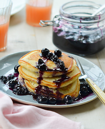 Fluffy blueberry pancakes, Maple syrup drizzle, Delicious breakfast, Indulgent meal HD phone wallpaper