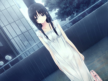 Original, wet, tears, black hair, long hair, dress, water, black eyes HD wallpaper