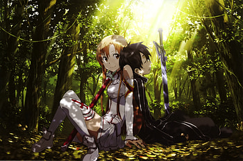 Yuuki Asuna, Kirigaya Kazuto, outdoor, anime HD wallpaper