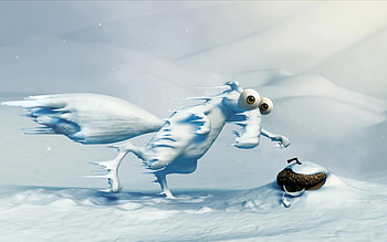 Scrat, blue, winter, frost, white, frozen, funny, ice age, nut, ice, squirrel HD wallpaper