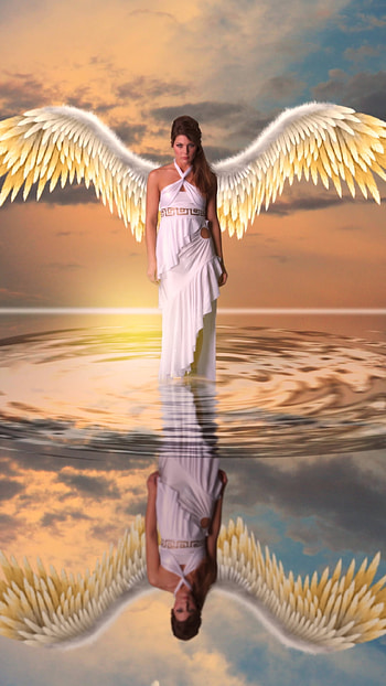 Female Angelic Angel, water, wings, manipulation, fantasy, angel HD phone wallpaper