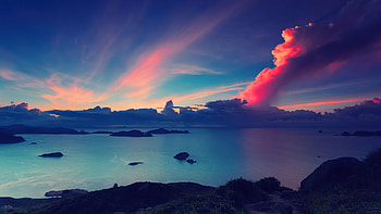 Sunset over lake, Nature's beauty, Tranquil scenery HD wallpaper