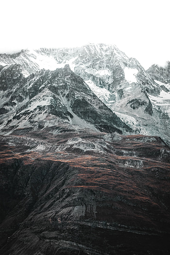 Landscape, Nature, Mountains, View From Above, Vertex, Tops, Snow Covered, Snowbound HD phone wallpaper