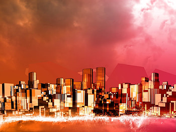 Sunset, City, Vector, Building HD wallpaper