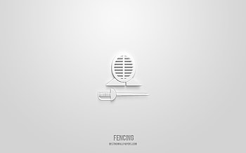 Fencing 3d icon, white background, 3d symbols, Fencing, sport icons, 3d icons, Fencing sign, sport 3d icons HD wallpaper