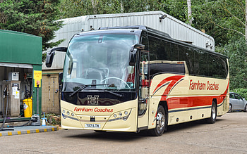 Plaxton Panther Volvo B8R, passenger transport, 2021 buses, oil station, 2021 Plaxton Panther Volvo B8R, passenger bus, Volvo HD wallpaper