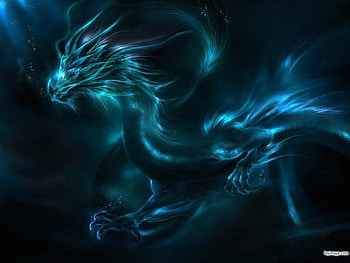 cool looking dragon, chinesse dragon, black, electric blue, claws HD wallpaper