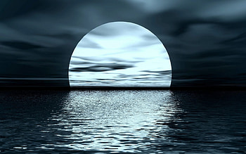 The moon, night, blue, sea, summer, white, moon, luna, water HD wallpaper