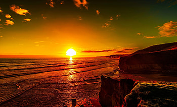 Sunrise, sky, cloud, beach HD wallpaper