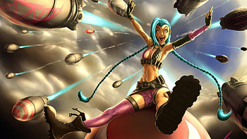 Jinx, League of Legends, Dynamic backgrounds, Explosive chaos HD wallpaper