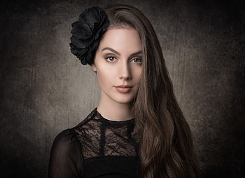 Long hair, brunette, beautiful model, portrait HD wallpaper
