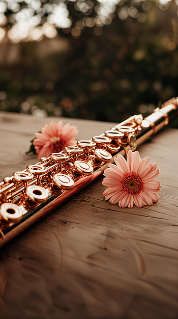 Flute Harmony: A Serene , flower, music, nature HD phone wallpaper