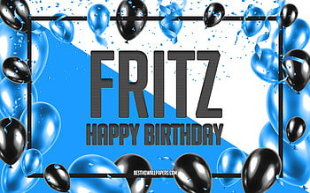 Happy Birtay Fritz, Birtay Balloons Background, Fritz, with names, Fritz Happy Birtay, Blue Balloons Birtay Background, Fritz Birtay HD wallpaper