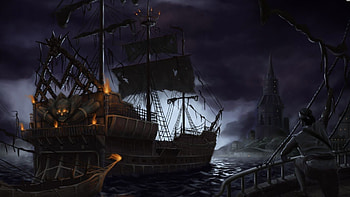 Ghost Ship, Fantasy pirate ship, Mysterious voyage, Adventure awaits HD wallpaper