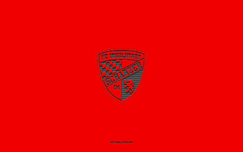 FC Ingolstadt 04, red background, German football team, FC Ingolstadt 04 emblem, Bundesliga 2, Germany, football, FC Ingolstadt 04 logo HD wallpaper