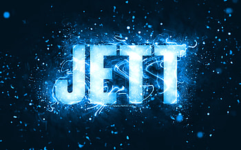 Happy Birtay Jett, , blue neon lights, Jett name, creative, Jett Happy Birtay, Jett Birtay, popular american male names, with Jett name, Jett HD wallpaper