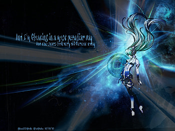 Floating, night, blue, miku, hatsune, space, sky, stars HD wallpaper