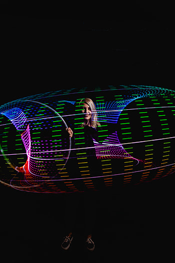 Miscellanea, Miscellaneous, Long Exposure, Neon, Smile, Girl, zelight HD phone wallpaper