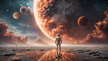 Astronaut On an Alien Planet, astronaut, Alien Planet, moon, space, universe HD wallpaper
