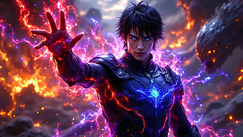 Lightning Ascendant – The Chosen One Unleashed, anime boy, Power Man, fantasy warrior, glowing eyes HD wallpaper