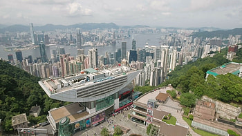Victoria Peak skyline, Aerial drone footage HD wallpaper