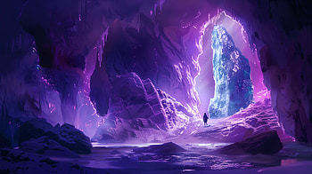 Magical Ice Cave | Ultra, ice cave, cave, fantasy, glow, landscape, fantasy landscape HD wallpaper