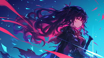 of Ai Hoshino from Oshi no Ko, Anime, Oshi no Ko, Ai Hoshino, blue anime HD wallpaper