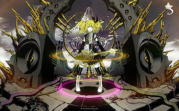 Rin, kagamine, anime, guitar, vocaloid, nagimiso, rock HD wallpaper