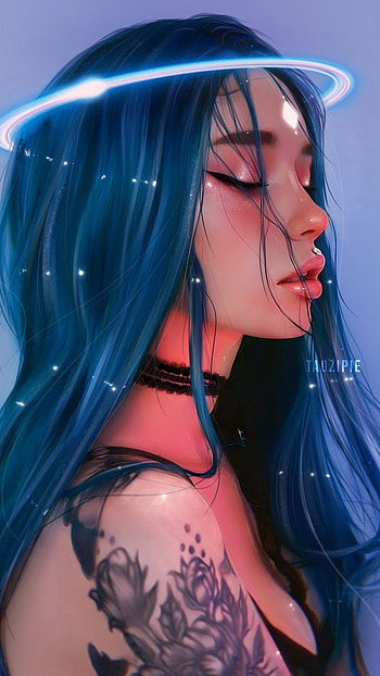 Girls, Blue Hairs HD phone wallpaper
